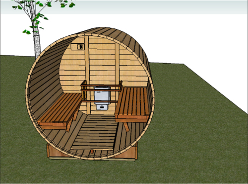 Sauna interior 3D view