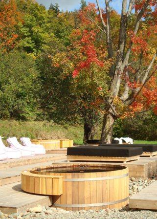hot tub in the fall