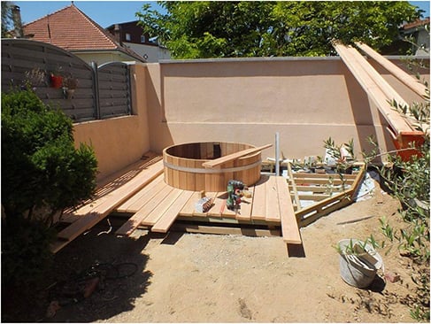 Framing up the hot tub enclosure deck