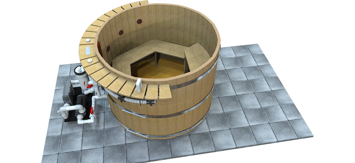 5ft 5in Tub with skid pad attached and with shelves