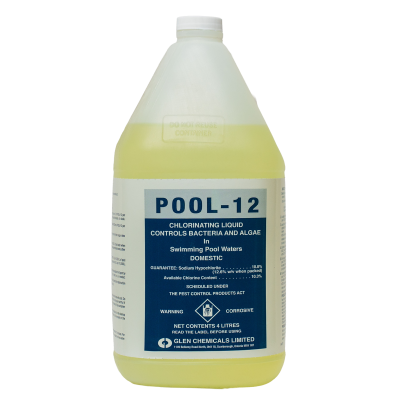Pool-12 Chlorinating Liquid – Controls Bacteria and Algae – 4L