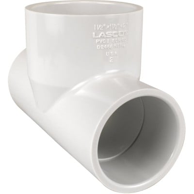 PVC Reducer Tee - 1.5" x 2" x 1.5" - White