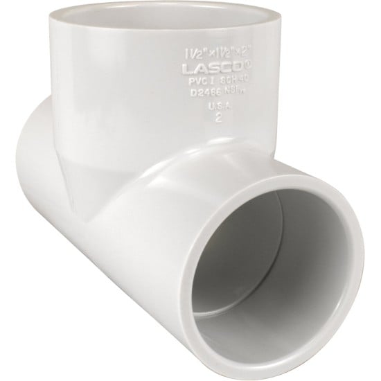 PVC Reducer Tee - 1.5" x 2" x 1.5" - White