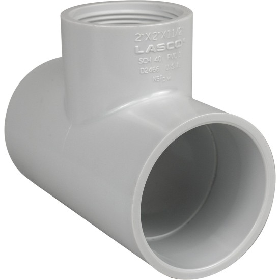 PVC Tee - 2" x 2" x 1.5" FPT - White