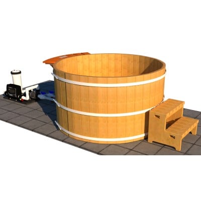 Economy Cedar Wood Soaking Tub - 5' 5" x 36" - Electric Heater
