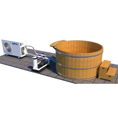 Economy Cedar Wood Soaking Tub - 5' 5" x 36" - Air to Water Heat Pump