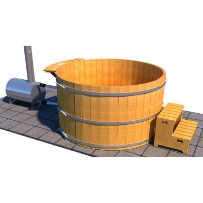 Economy Cedar Wood Soaking Tub - 5' 5" x 36" - Wood Fired Heater