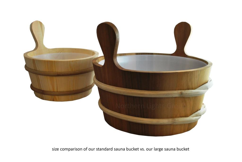 large sauna bucket and small bucket