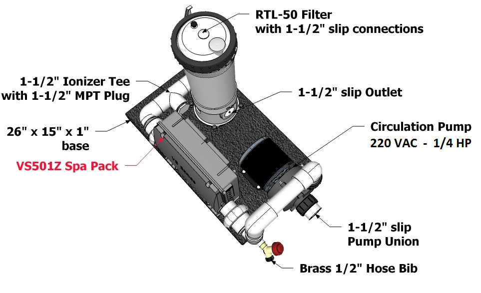 Balboa Circ Spa System 1/4 HP Circulation Pump, 5.5 Kw Heater, 50 ft